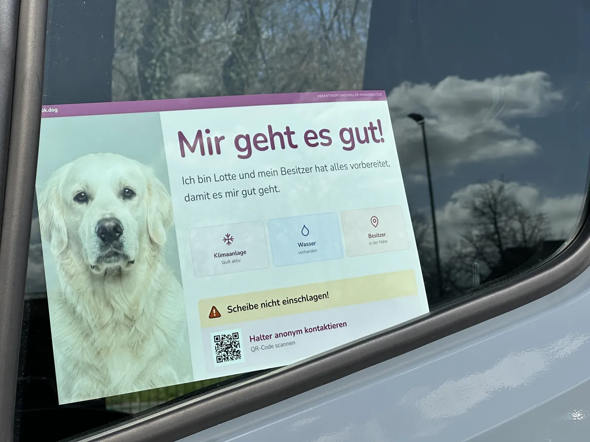 'Mir geht es gut' Sticker mit Hundeprofil und Status-Anzeige